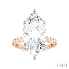 1/3 Ctw Marquise Shape Round Cut Diamond Semi-Mount Engagement Ring in 14K Rose and White Gold