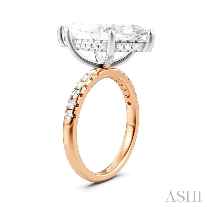 1/3 Ctw Marquise Shape Round Cut Diamond Semi-Mount Engagement Ring in 14K Rose and White Gold
