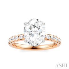 1/3 Ctw Oval Shape Round Cut Diamond Semi-Mount Engagement Ring in 14K Rose and White Gold
