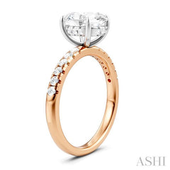1/3 Ctw Oval Shape Round Cut Diamond Semi-Mount Engagement Ring in 14K Rose and White Gold