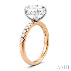 1/3 Ctw Oval Shape Round Cut Diamond Semi-Mount Engagement Ring in 14K Rose and White Gold