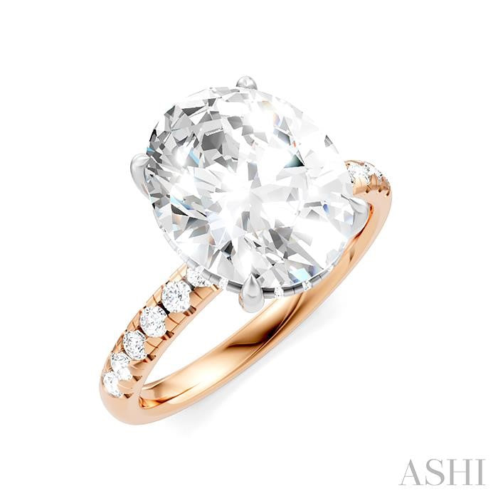 1/3 Ctw Oval Shape Round Cut Diamond Semi-Mount Engagement Ring in 14K Rose and White Gold