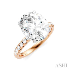 1/3 Ctw Oval Shape Round Cut Diamond Semi-Mount Engagement Ring in 14K Rose and White Gold