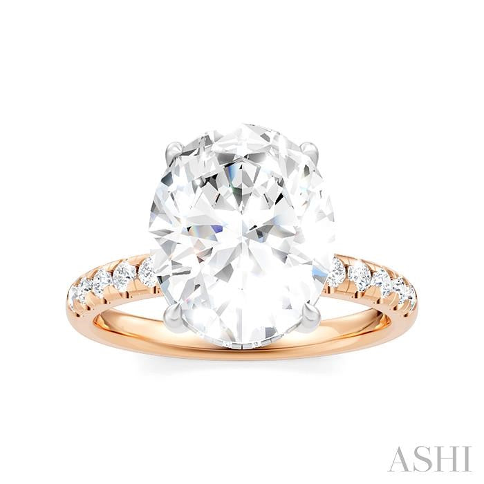 1/3 Ctw Oval Shape Round Cut Diamond Semi-Mount Engagement Ring in 14K Rose and White Gold