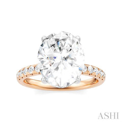 1/3 Ctw Oval Shape Round Cut Diamond Semi-Mount Engagement Ring in 14K Rose and White Gold
