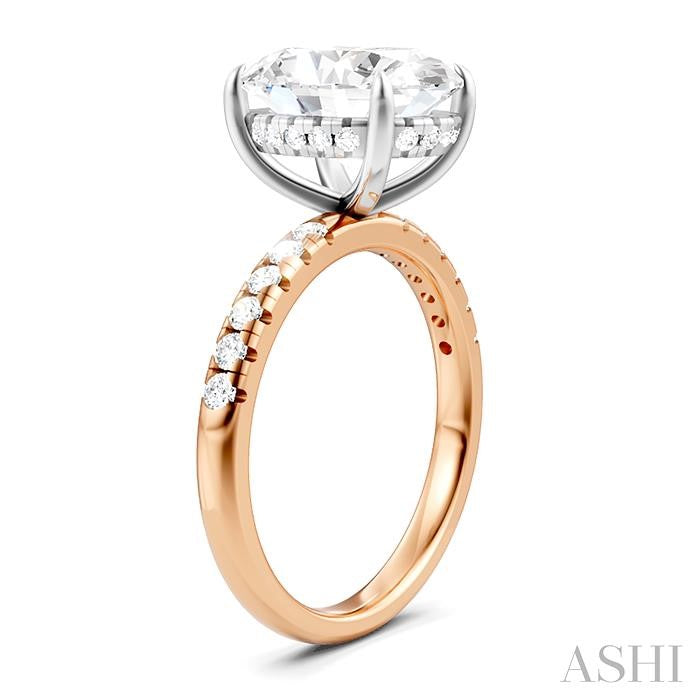 1/3 Ctw Oval Shape Round Cut Diamond Semi-Mount Engagement Ring in 14K Rose and White Gold