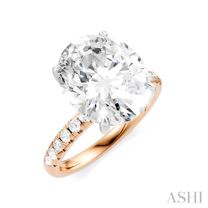 1/3 Ctw Oval Shape Round Cut Diamond Semi-Mount Engagement Ring in 14K Rose and White Gold