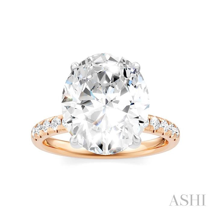 1/3 Ctw Oval Shape Round Cut Diamond Semi-Mount Engagement Ring in 14K Rose and White Gold