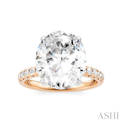 1/3 Ctw Oval Shape Round Cut Diamond Semi-Mount Engagement Ring in 14K Rose and White Gold