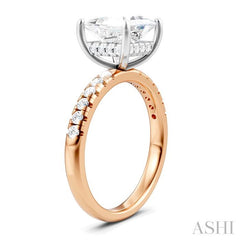 1/3 Ctw Princess Shape Round Cut Diamond Semi-Mount Engagement Ring in 14K Rose and White Gold