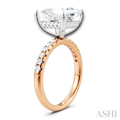1/3 Ctw Princess Shape Round Cut Diamond Semi-Mount Engagement Ring in 14K Rose and White Gold