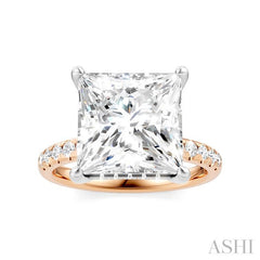 1/3 Ctw Princess Shape Round Cut Diamond Semi-Mount Engagement Ring in 14K Rose and White Gold