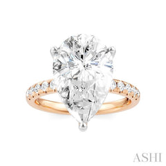 1/3 Ctw Pear Shape Round Cut Diamond Semi-Mount Engagement Ring in 14K Rose and White Gold