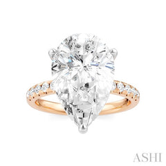 1/3 Ctw Pear Shape Round Cut Diamond Semi-Mount Engagement Ring in 14K Rose and White Gold