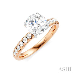 1/3 Ctw Circular Shape Round Cut Diamond Semi-Mount Engagement Ring in 14K Rose and White Gold