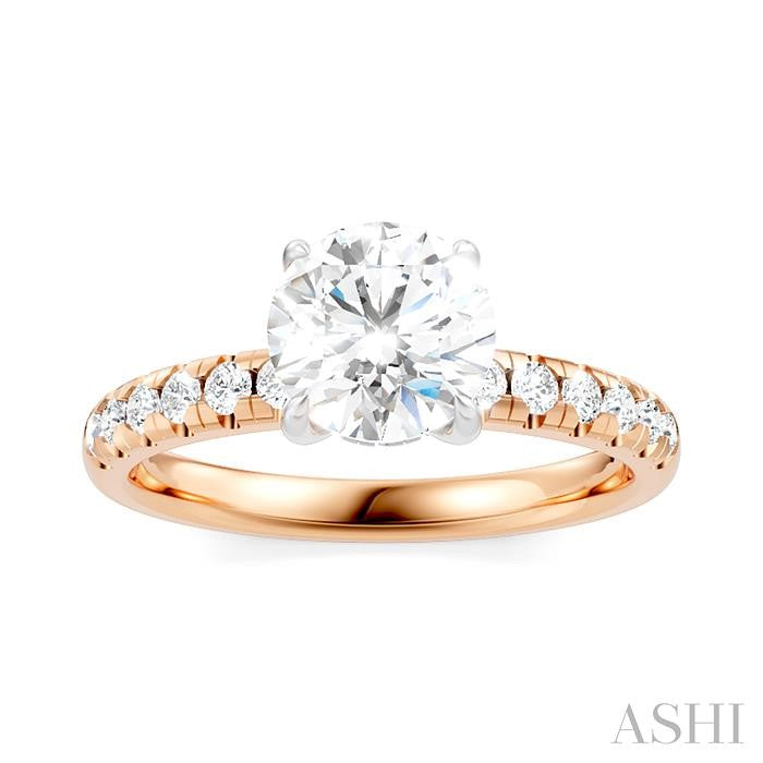 1/3 Ctw Circular Shape Round Cut Diamond Semi-Mount Engagement Ring in 14K Rose and White Gold