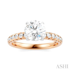 1/3 Ctw Circular Shape Round Cut Diamond Semi-Mount Engagement Ring in 14K Rose and White Gold