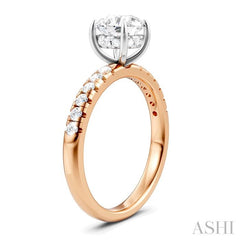 1/3 Ctw Circular Shape Round Cut Diamond Semi-Mount Engagement Ring in 14K Rose and White Gold