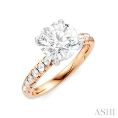 1/3 Ctw Circular Shape Round Cut Diamond Semi-Mount Engagement Ring in 14K Rose and White Gold