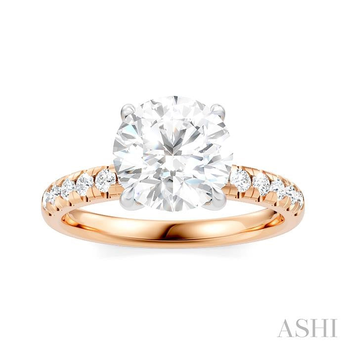 1/3 Ctw Circular Shape Round Cut Diamond Semi-Mount Engagement Ring in 14K Rose and White Gold