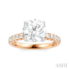 1/3 Ctw Circular Shape Round Cut Diamond Semi-Mount Engagement Ring in 14K Rose and White Gold