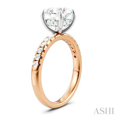 1/3 Ctw Circular Shape Round Cut Diamond Semi-Mount Engagement Ring in 14K Rose and White Gold