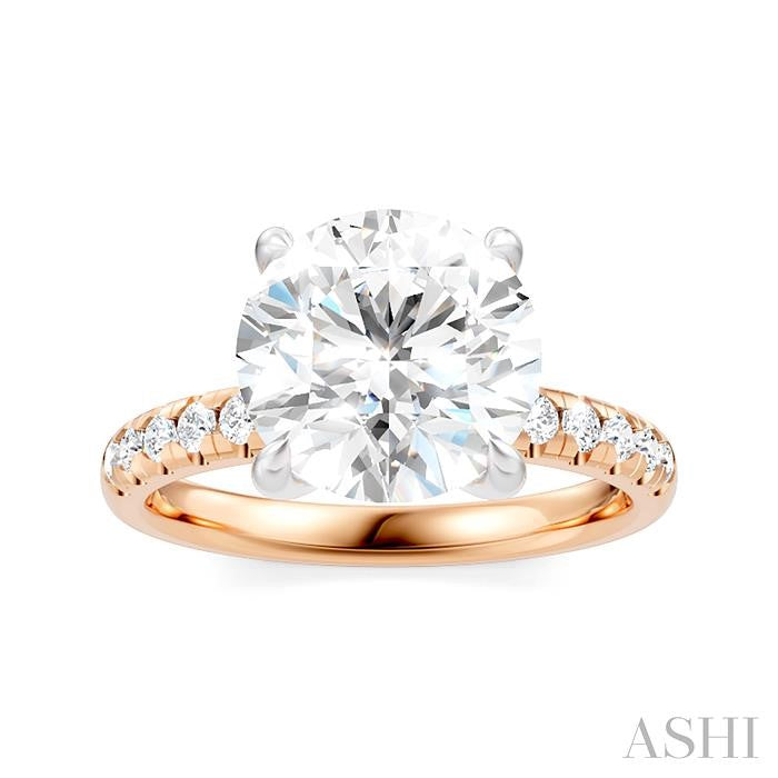 1/3 Ctw Circular Shape Round Cut Diamond Semi-Mount Engagement Ring in 14K Rose and White Gold