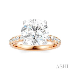 1/3 Ctw Circular Shape Round Cut Diamond Semi-Mount Engagement Ring in 14K Rose and White Gold