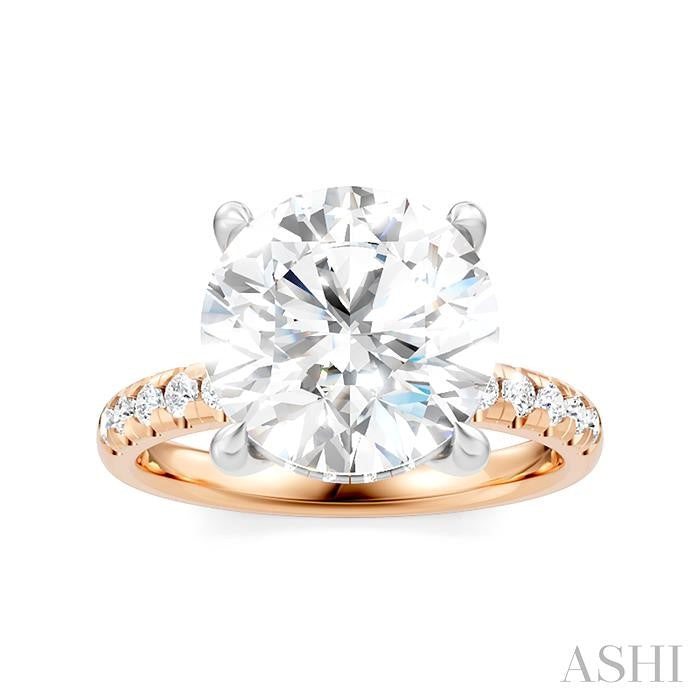 1/3 Ctw Circular Shape Round Cut Diamond Semi-Mount Engagement Ring in 14K Rose and White Gold