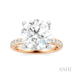 1/3 Ctw Circular Shape Round Cut Diamond Semi-Mount Engagement Ring in 14K Rose and White Gold