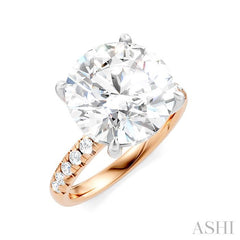 1/3 Ctw Circular Shape Round Cut Diamond Semi-Mount Engagement Ring in 14K Rose and White Gold
