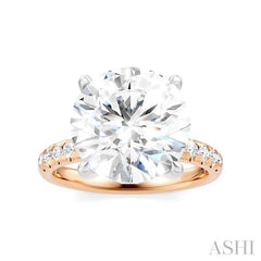 1/3 Ctw Circular Shape Round Cut Diamond Semi-Mount Engagement Ring in 14K Rose and White Gold