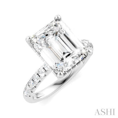 1/3 Ctw Emerald Shape Round Cut Diamond Semi-Mount Engagement Ring in 14K White Gold