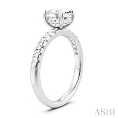 1/3 Ctw Oval Shape Round Cut Diamond Semi-Mount Engagement Ring in 14K White Gold