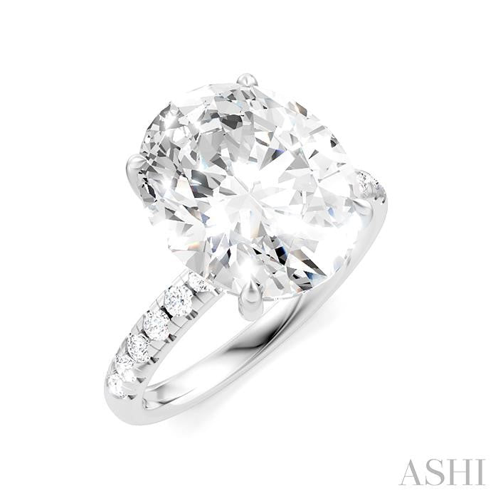 1/3 Ctw Oval Shape Round Cut Diamond Semi-Mount Engagement Ring in 14K White Gold