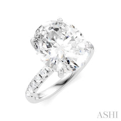 1/3 Ctw Oval Shape Round Cut Diamond Semi-Mount Engagement Ring in 14K White Gold