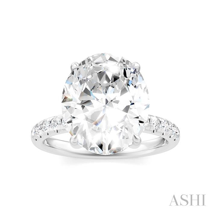 1/3 Ctw Oval Shape Round Cut Diamond Semi-Mount Engagement Ring in 14K White Gold
