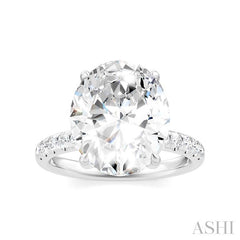 1/3 Ctw Oval Shape Round Cut Diamond Semi-Mount Engagement Ring in 14K White Gold