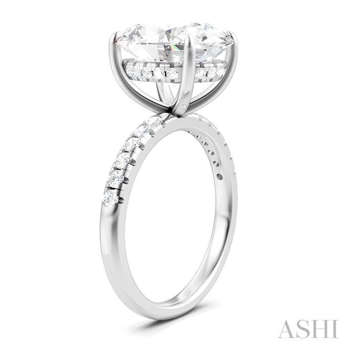 1/3 Ctw Oval Shape Round Cut Diamond Semi-Mount Engagement Ring in 14K White Gold