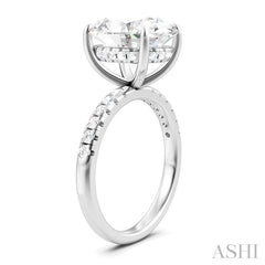 1/3 Ctw Oval Shape Round Cut Diamond Semi-Mount Engagement Ring in 14K White Gold