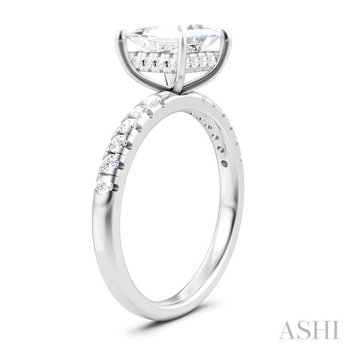 1/3 Ctw Princess Shape Round Cut Diamond Semi-Mount Engagement Ring in 14K White Gold