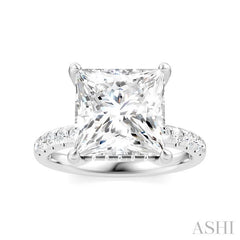 1/3 Ctw Princess Shape Round Cut Diamond Semi-Mount Engagement Ring in 14K White Gold