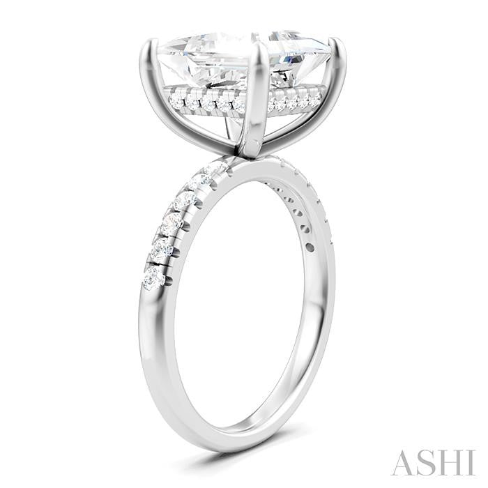 1/3 Ctw Princess Shape Round Cut Diamond Semi-Mount Engagement Ring in 14K White Gold