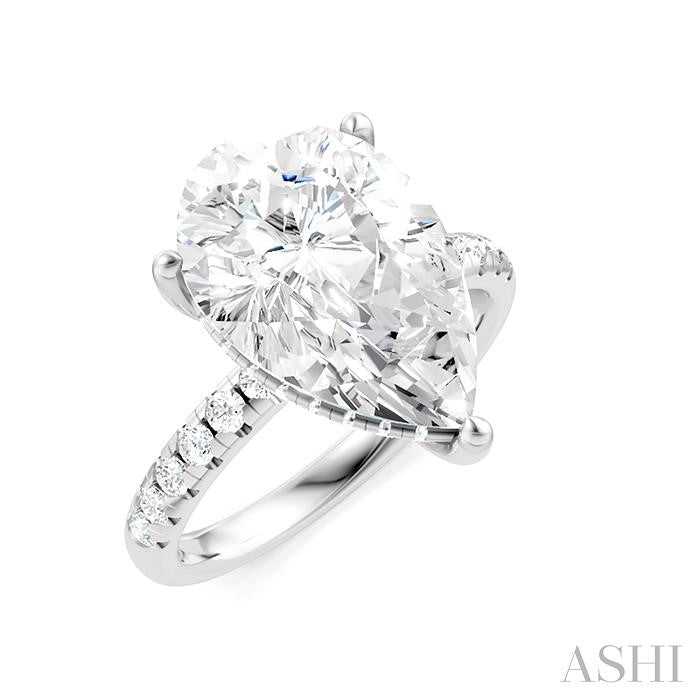 1/3 Ctw Pear Shape Round Cut Diamond Semi-Mount Engagement Ring in 14K White Gold