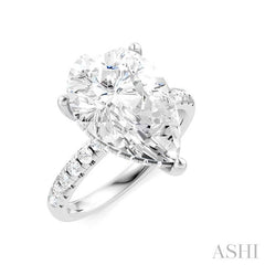 1/3 Ctw Pear Shape Round Cut Diamond Semi-Mount Engagement Ring in 14K White Gold