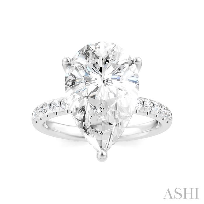 1/3 Ctw Pear Shape Round Cut Diamond Semi-Mount Engagement Ring in 14K White Gold