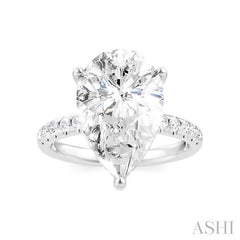 1/3 Ctw Pear Shape Round Cut Diamond Semi-Mount Engagement Ring in 14K White Gold