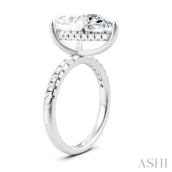 1/3 Ctw Pear Shape Round Cut Diamond Semi-Mount Engagement Ring in 14K White Gold