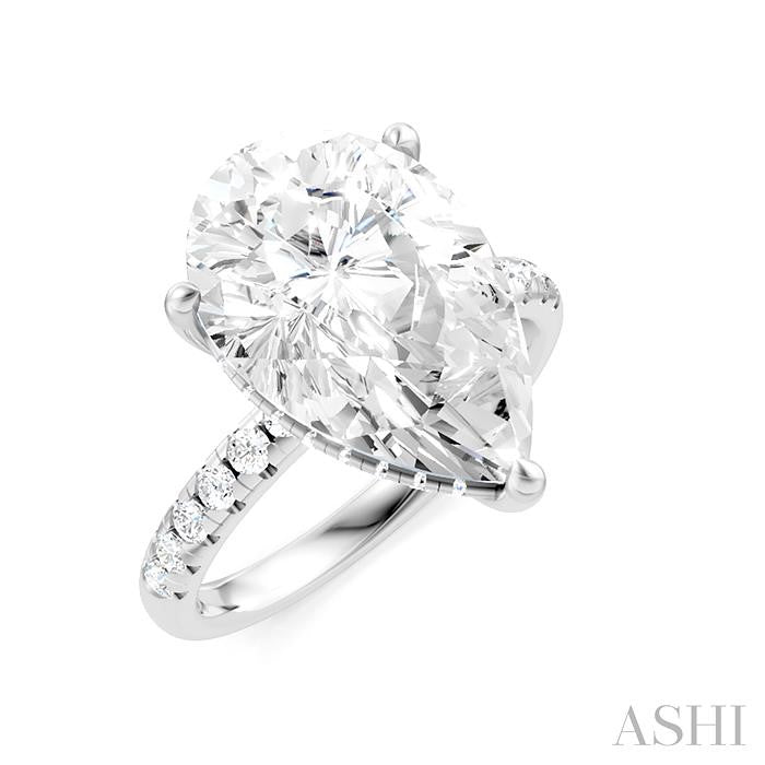 1/3 Ctw Pear Shape Round Cut Diamond Semi-Mount Engagement Ring in 14K White Gold