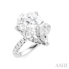 1/3 Ctw Pear Shape Round Cut Diamond Semi-Mount Engagement Ring in 14K White Gold